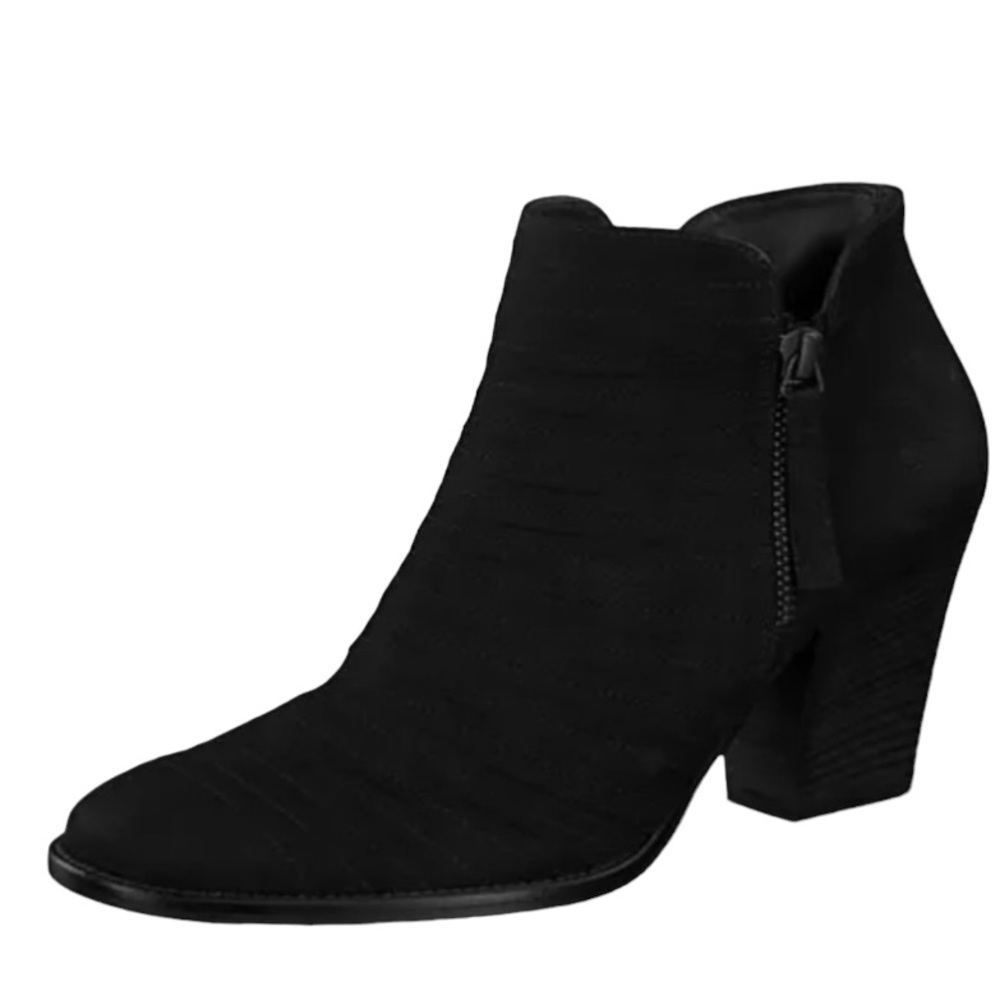 Paul Green Malibu Zip High Heel Black Suede Ankle Boots Women's 9 NWOB